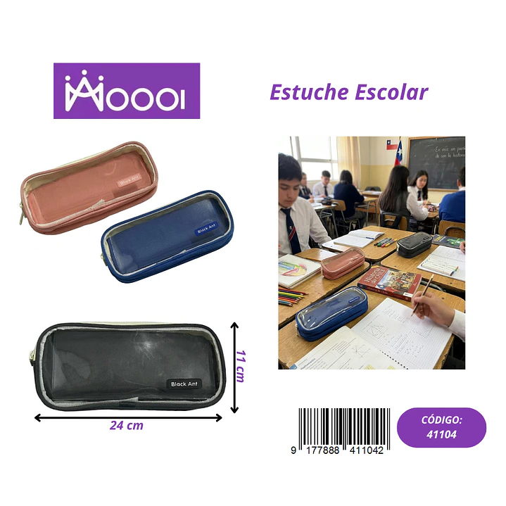 ESTUCHE ESCOLAR UNICOLOR UNISEX Precio publicado al por mayor 3 unidades del mismo 1