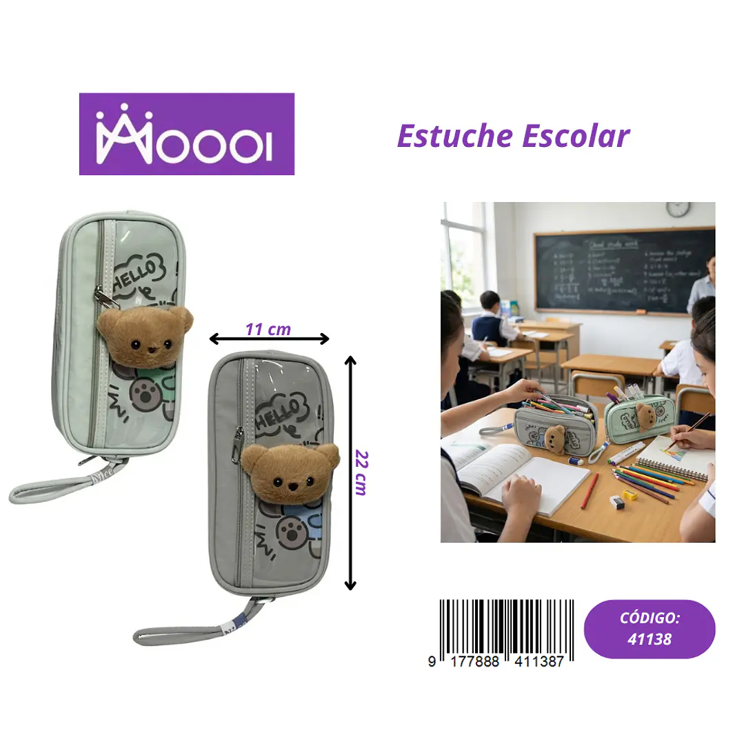 ESTUCHE ESCOLAR DISEÑO OSO UNISEX Precio publicado al por mayor 3 unidades del mismo 1