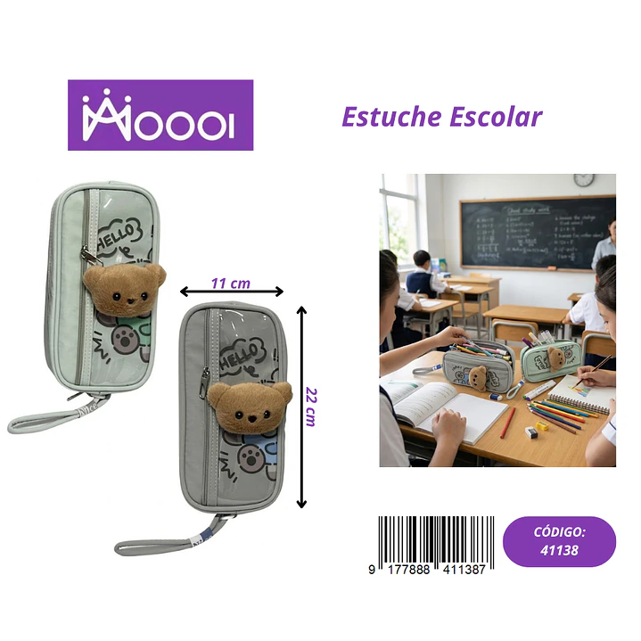 ESTUCHE ESCOLAR DISEÑO OSO UNISEX Precio publicado al por mayor 3 unidades del mismo 1