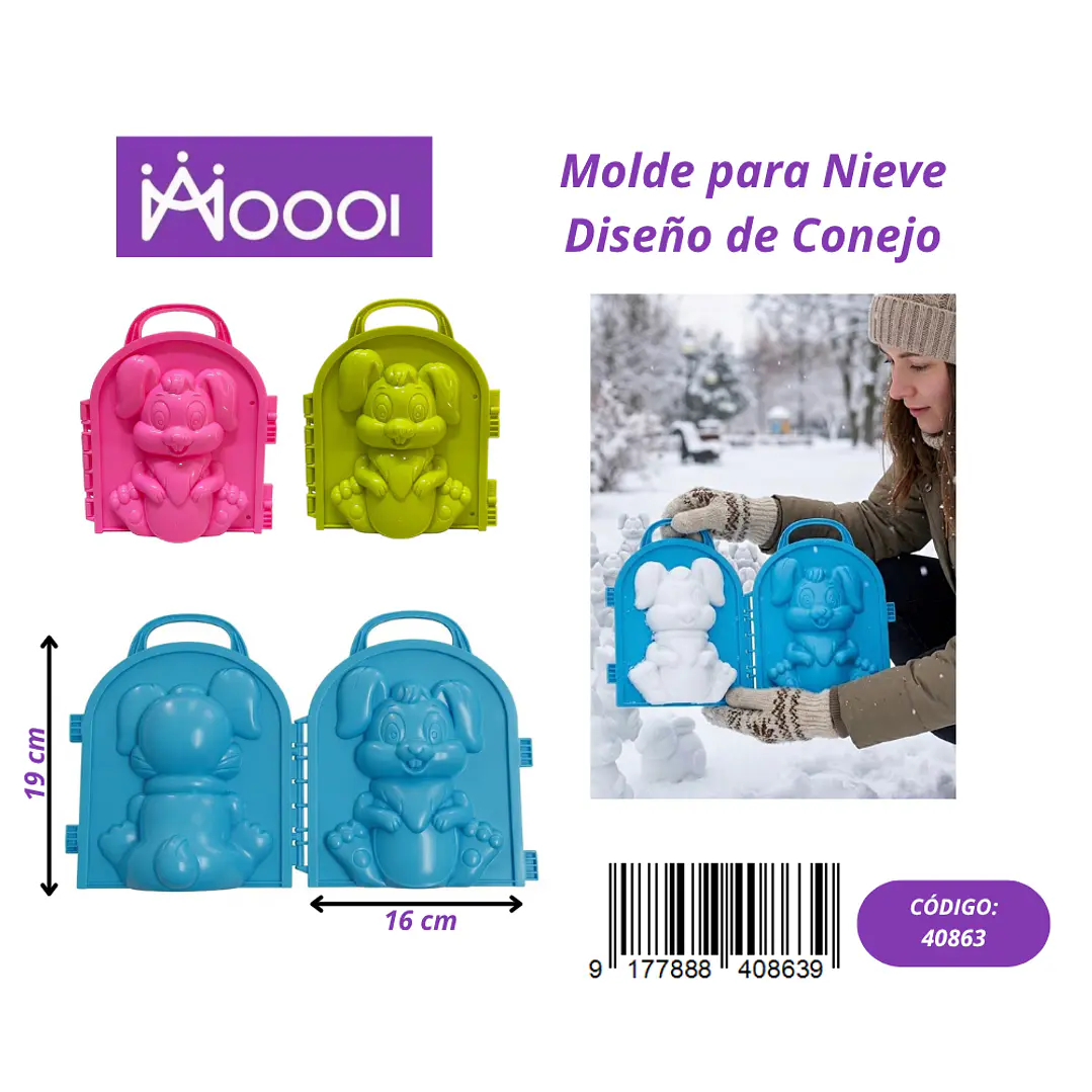 MOLDE PARA NIEVE DISEÑO CONEJO Precio publicado al por mayor 3 unidades del mismo 1