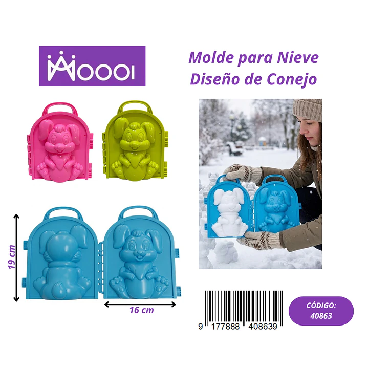 MOLDE PARA NIEVE DISEÑO CONEJO Precio publicado al por mayor 3 unidades del mismo 1