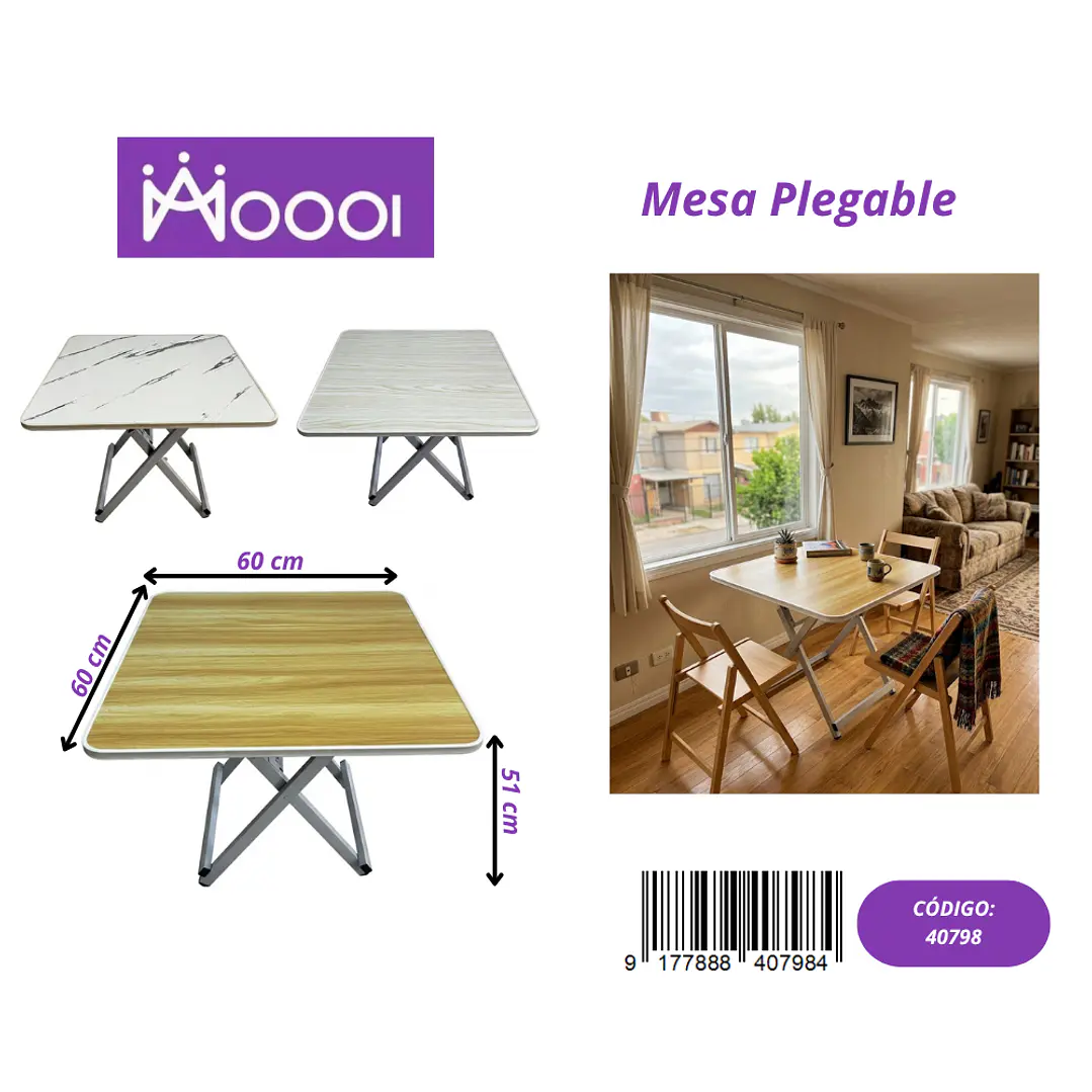 Mesa Plegable 60x60cm Precio publicado al por mayor 3 unidades del mismo 1