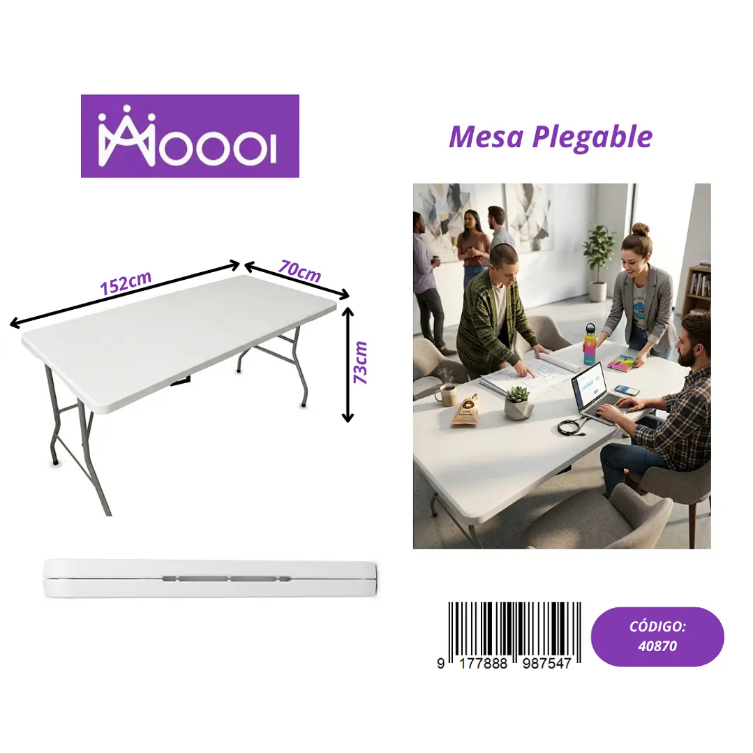 Mesa Plegable de Plastico 150x70cm Precio publicado al por mayor 3 unidades del mismo 1