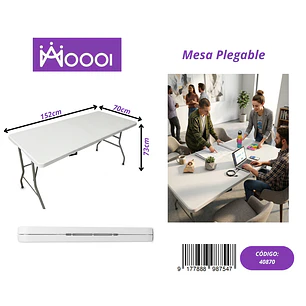 Mesa Plegable de Plastico 150x70cm Precio publicado al por mayor 3 unidades del mismo