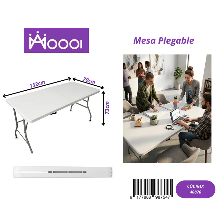 Mesa Plegable de Plastico 150x70cm Precio publicado al por mayor 3 unidades del mismo 1