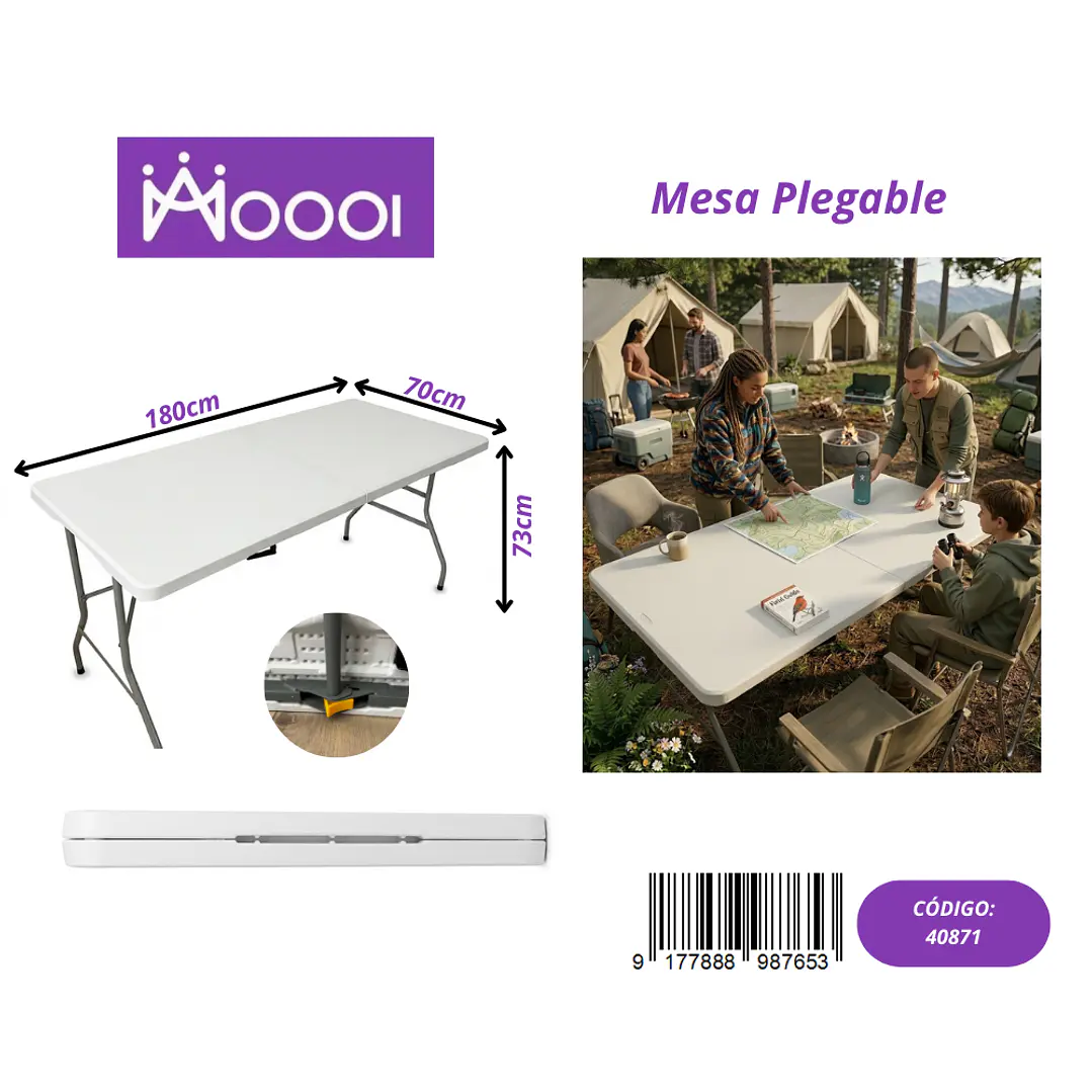 Mesa Plegable de Plastico 180x70cm Precio publicado al por mayor 3 unidades del mismo 1