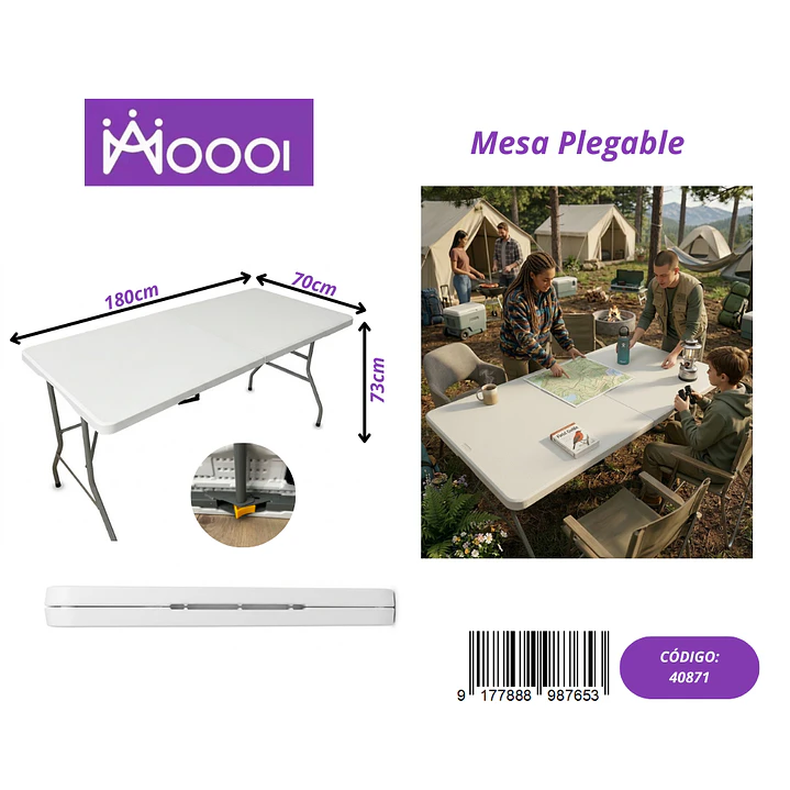Mesa Plegable de Plastico 180x70cm Precio publicado al por mayor 3 unidades del mismo 1