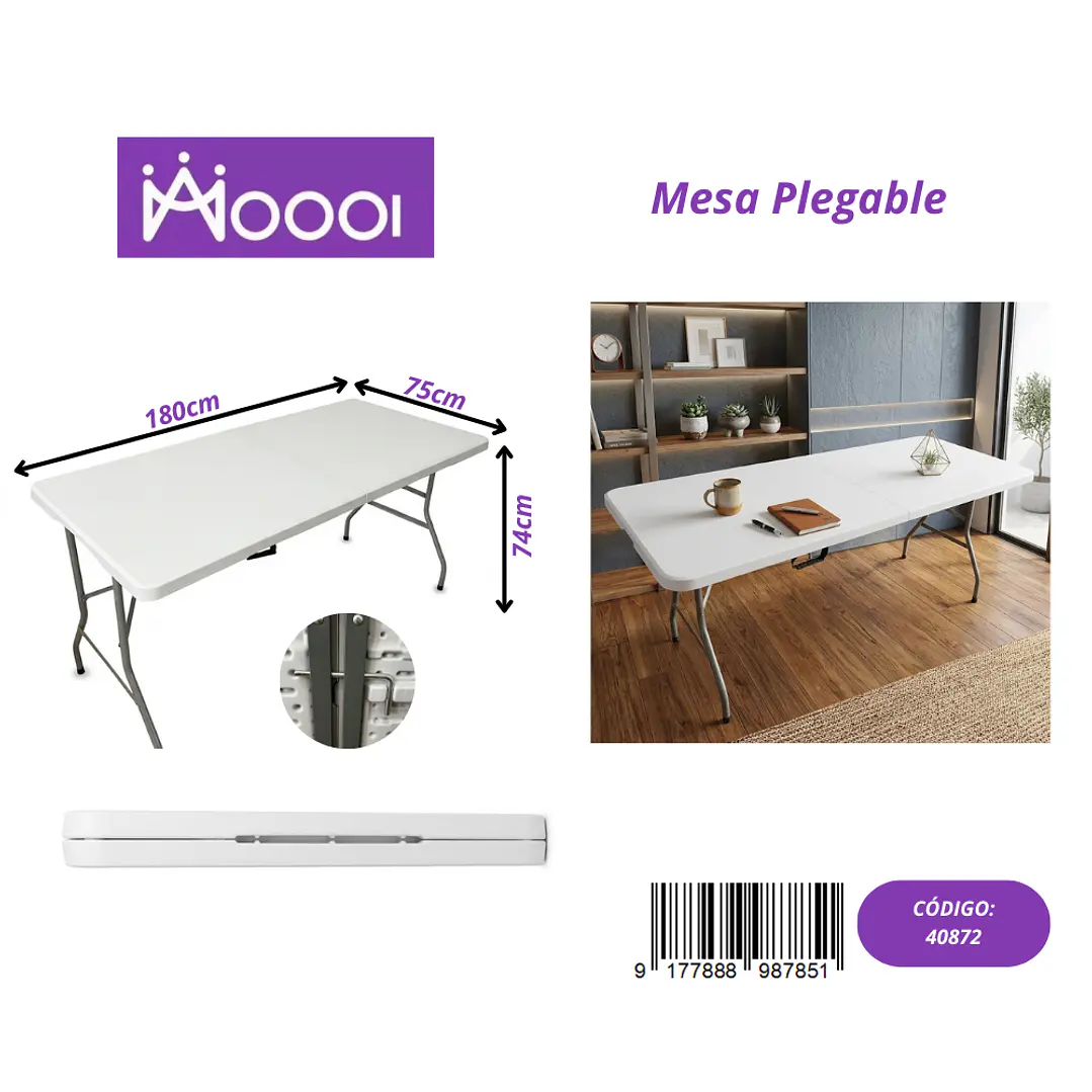 Mesa Plegable de Plastico 180x75cm Precio publicado al por mayor 3 unidades del mismo 1