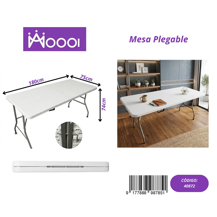 Mesa Plegable de Plastico 180x75cm Precio publicado al por mayor 3 unidades del mismo 1