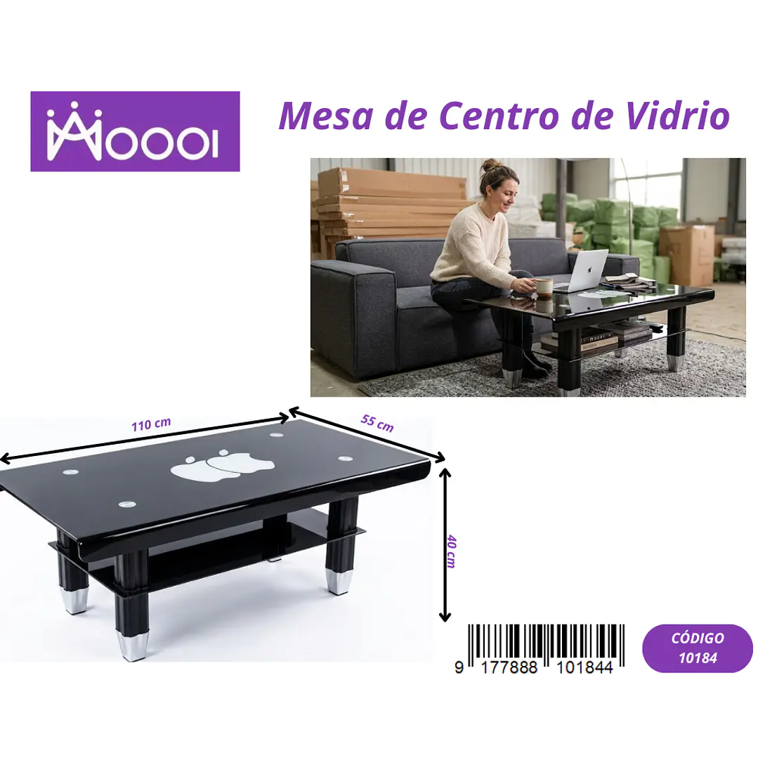 Mesa de Centro de Vidrio 110x55cm Precio Unico 1