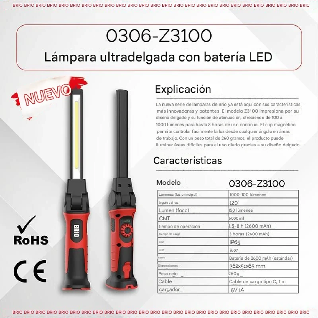 Linterna Led 1000 Lumenes Ultra Delgada Imantada 2