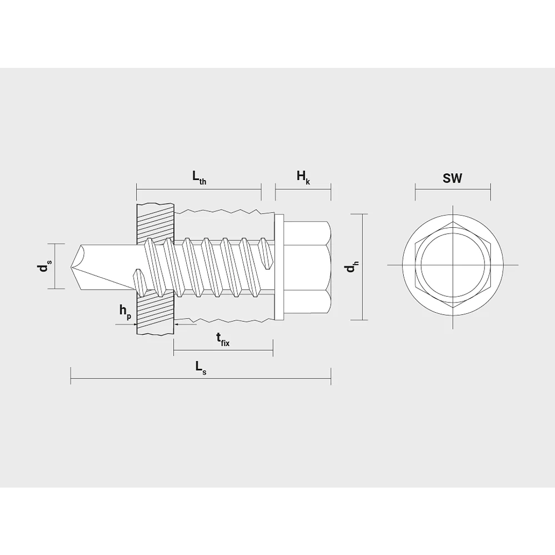 Tornillo Punta Broca 4,2x25mm Cabeza Hexagonal Cja 250 Un 2