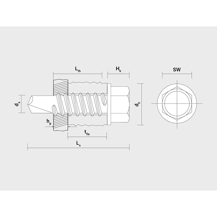 Tornillo Punta Broca 4,2x25mm Cabeza Hexagonal Cja 250 Un 2