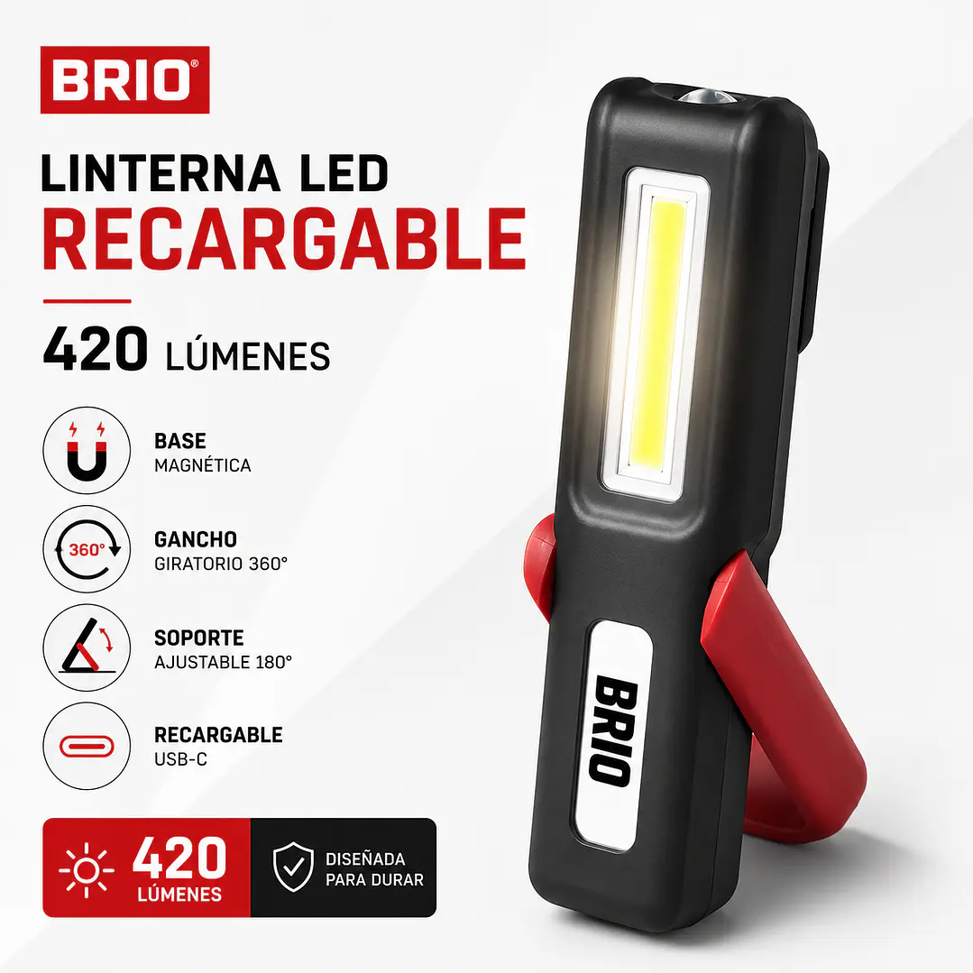 Linterna Led Recargable 420 Lúmenes Imantada 2
