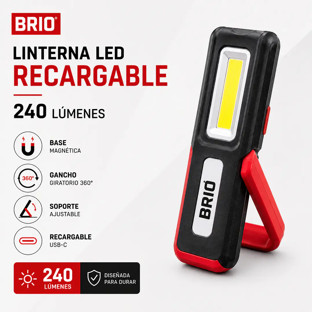 Linterna Led Recargable 240 Lúmenes Imantada 2