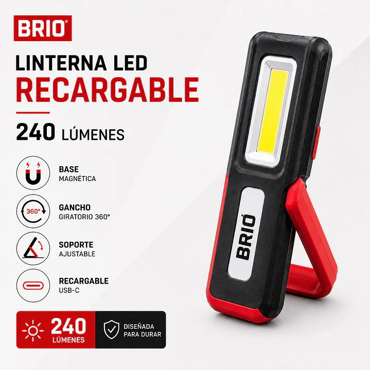Linterna Led Recargable 240 Lúmenes Imantada 2