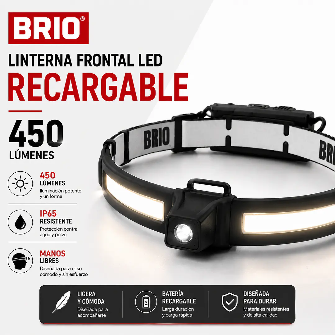Linterna Led Manos Libres 450 Lumenes Recargable  2