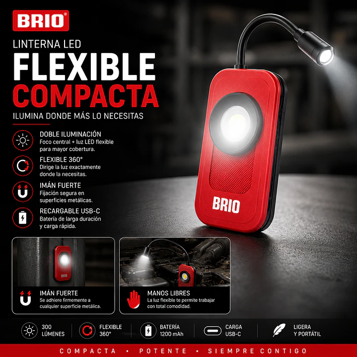 Linterna Led De Bolsillo 300 Lúmenes C/ Extensión Flexible 2