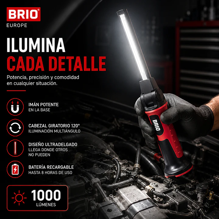 Linterna Led 1000 Lumenes Ultra Delgada Imantada 3