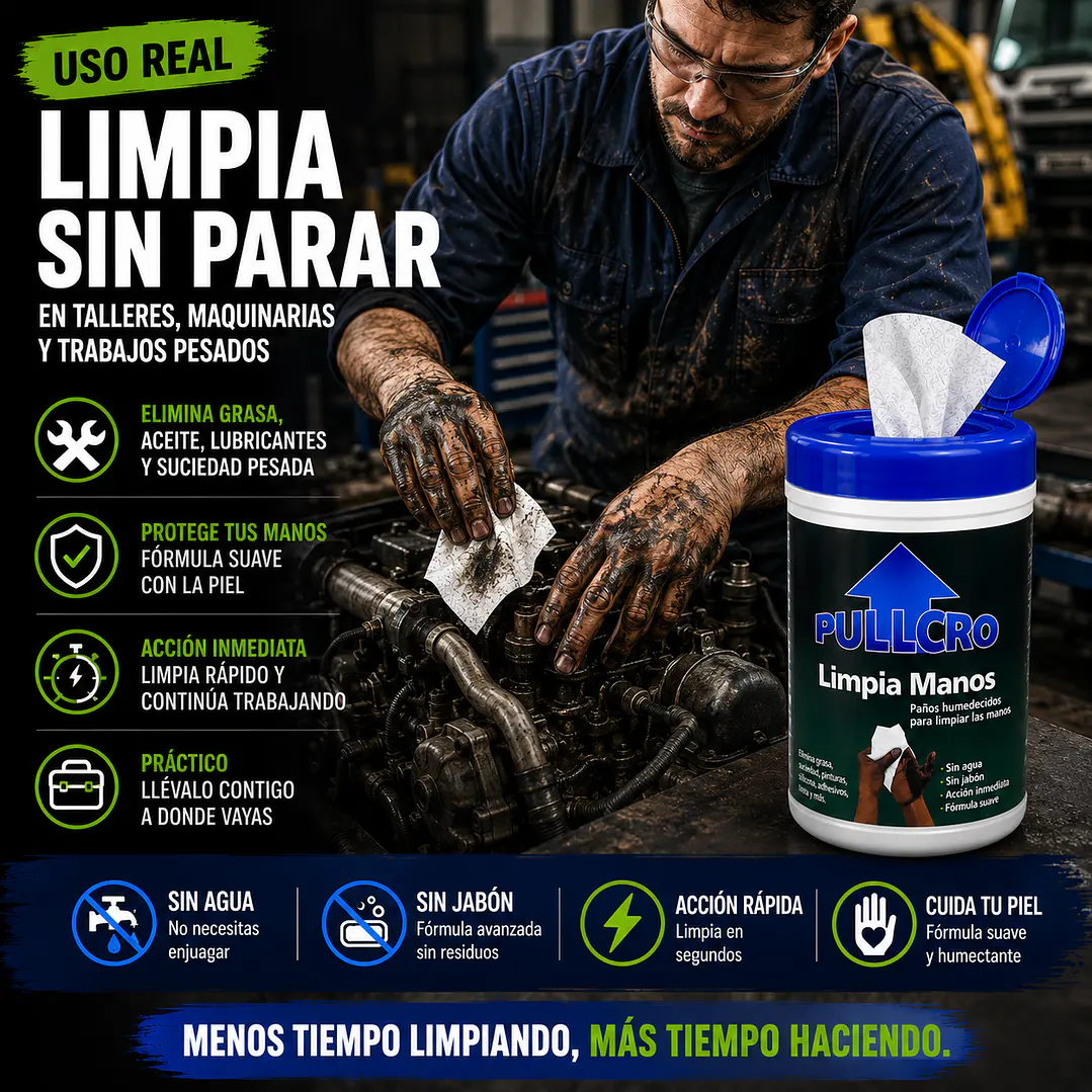 Toalla Desengrasante Para Manos Pote 50 Un Pullcro 6