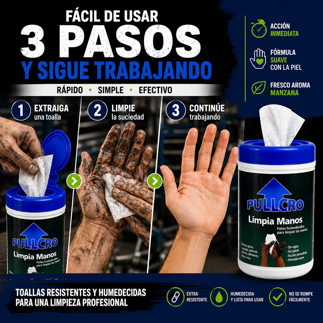 Toalla Desengrasante Para Manos Pote 50 Un Pullcro 3