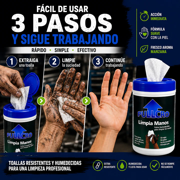 Toalla Desengrasante Para Manos Pote 50 Un Pullcro 3