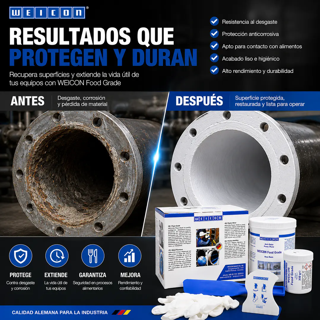Resina Epoxi Antidesgaste y Corrosión Grado Alimenticio Weicon Food Grade 6