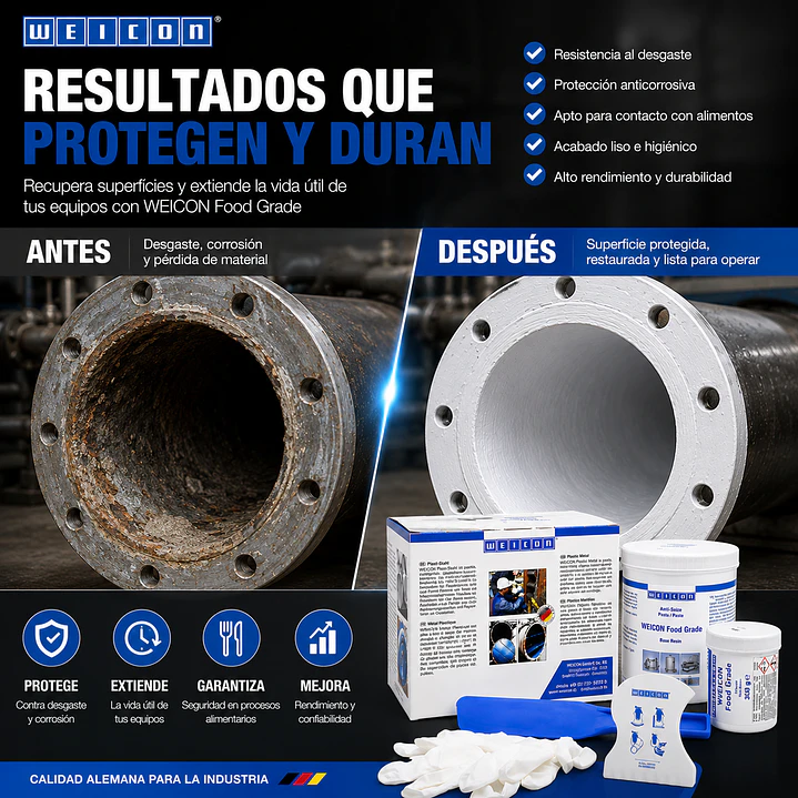 Resina Epoxi Antidesgaste y Corrosión Grado Alimenticio Weicon Food Grade 6