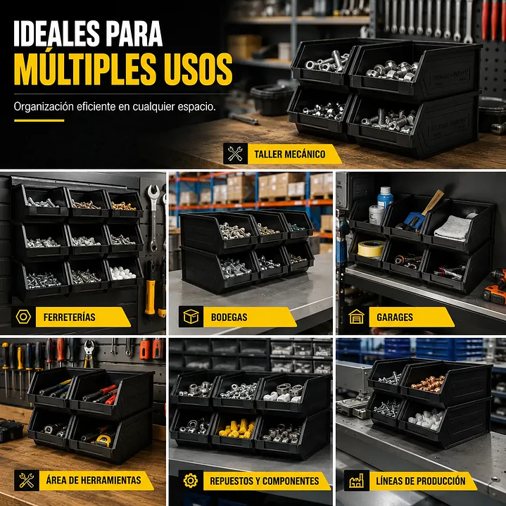 Kit X 10 Cajas Apilables Plásticas 16x 9,5x 7,5 Cms 1PLZ 5