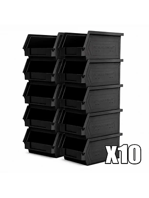 Kit X 10 Cajas Apilables Plásticas 23 x 14 x 13 Cms 2PLZ