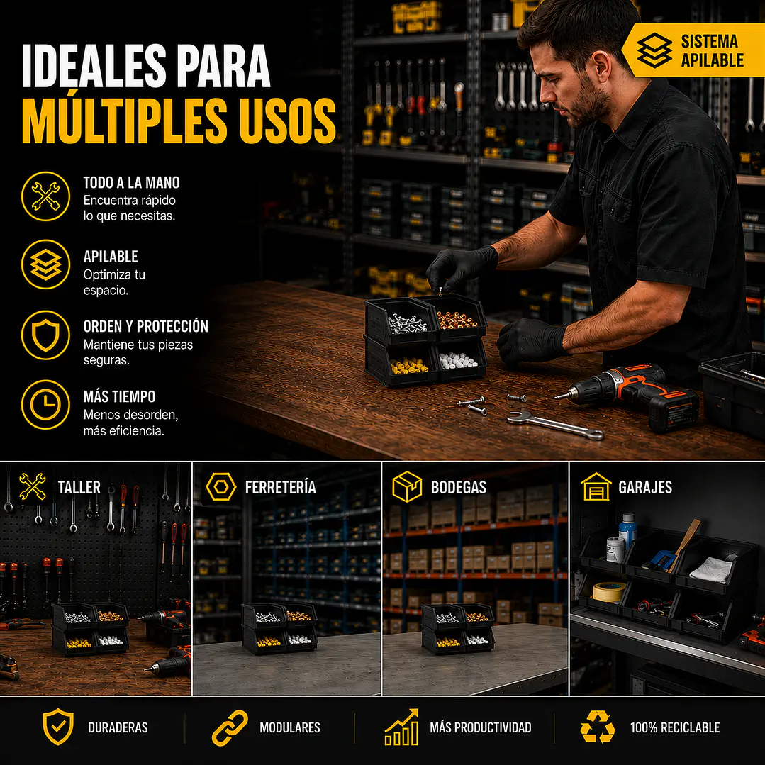 Kit X 10 Cajas Apilables Plásticas 23 x 14 x 13 Cms 2PLZ 5