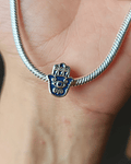 Charm Plata 925 Mano de Fátima Azul