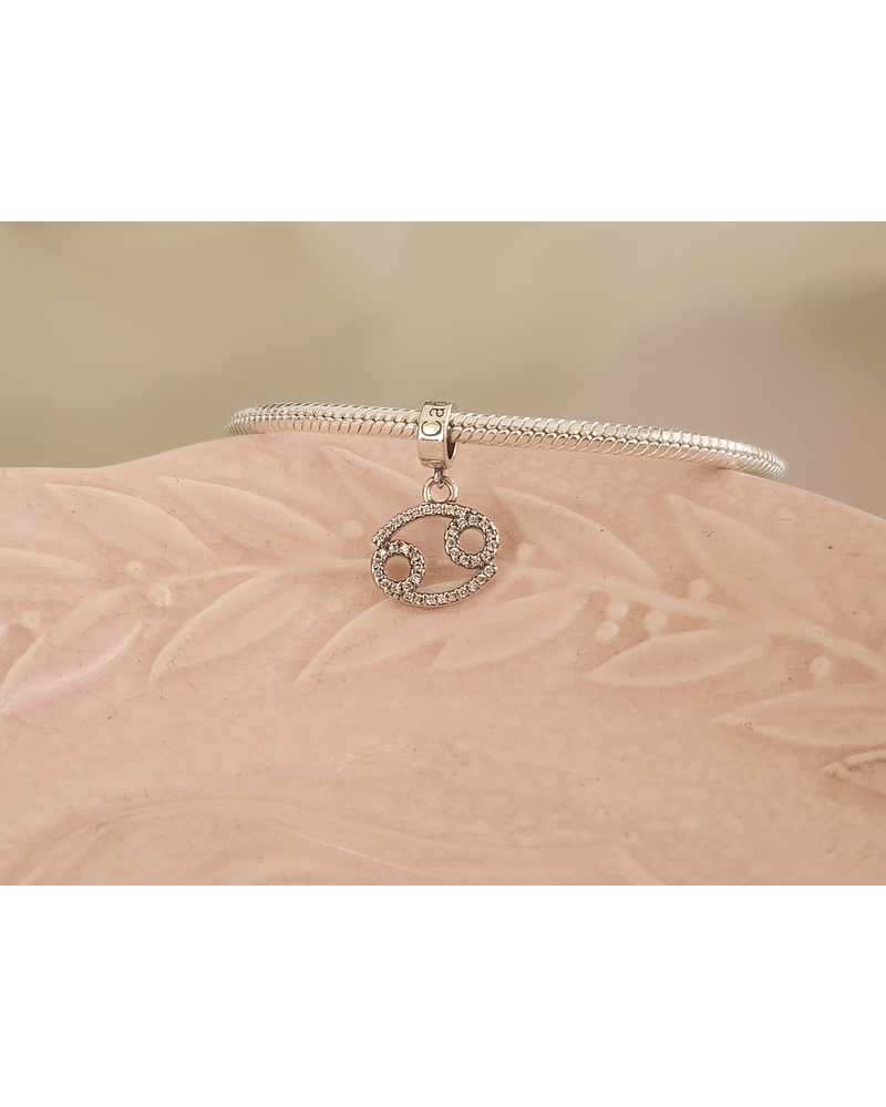 Charm Plata 925 Signo Zodiacal Cáncer Colgante Brillante