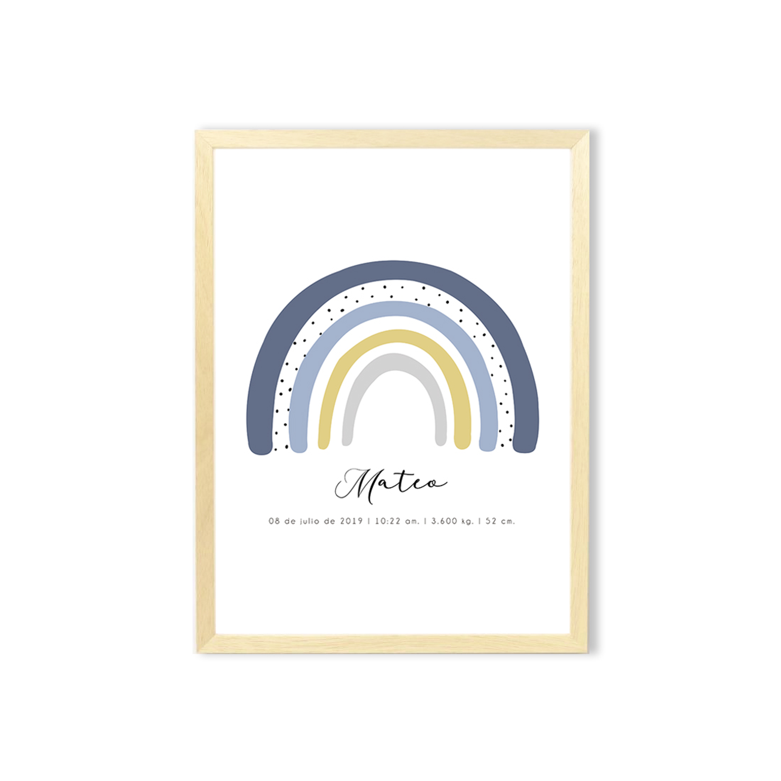 Ilustración personalizada arcoíris azul / Escoge la medida y rellena los datos  1