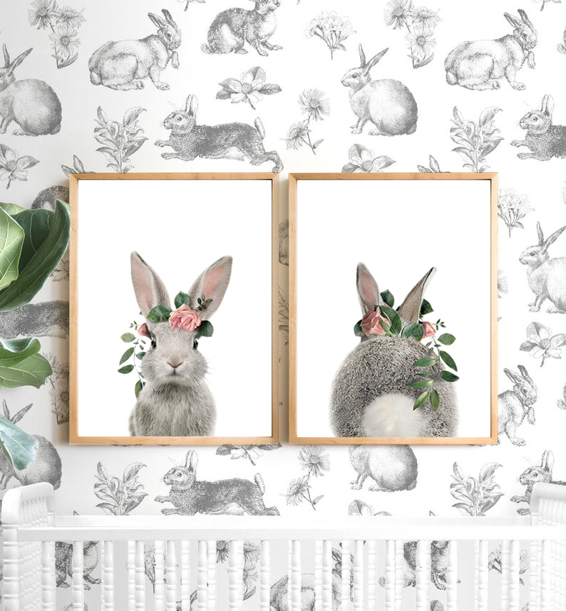 Cuadro conejo con corona de flores / valor unitario  1