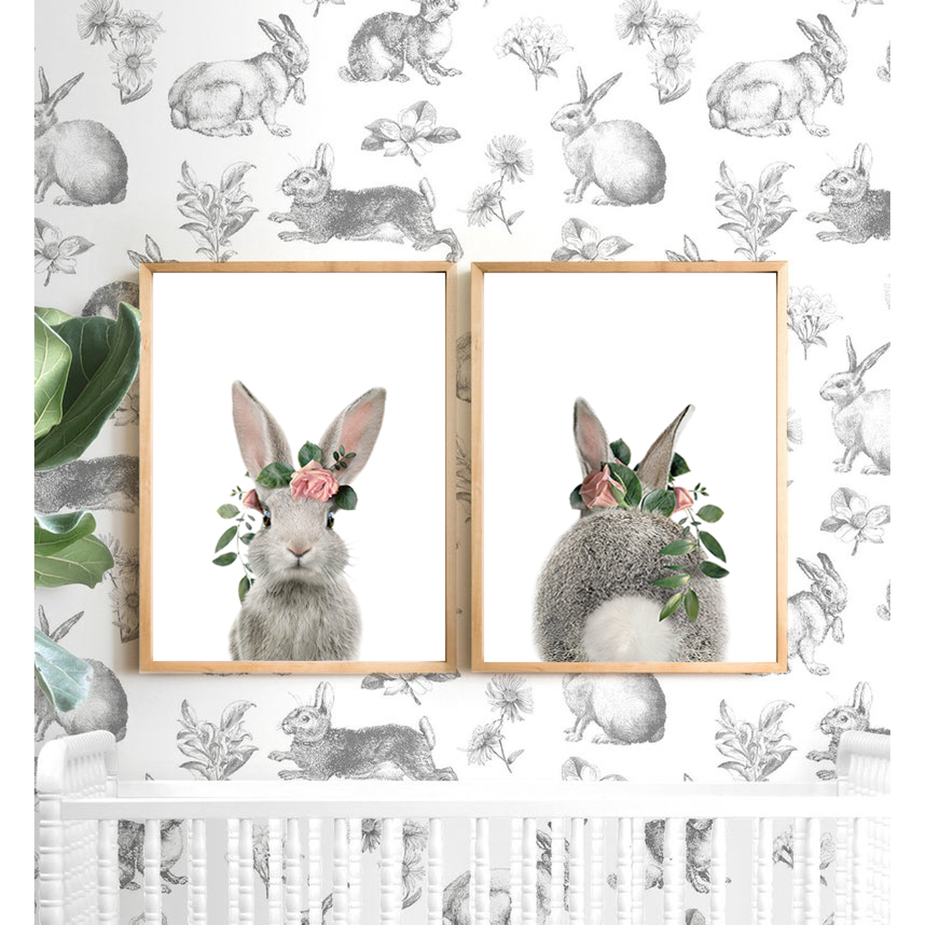 Cuadro conejo con corona de flores / valor unitario  1