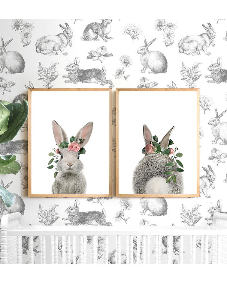 Cuadro conejo con corona de flores / valor unitario 