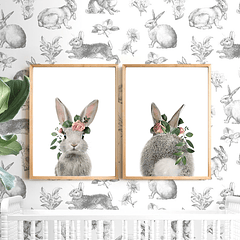 Cuadro conejo con corona de flores / valor unitario 
