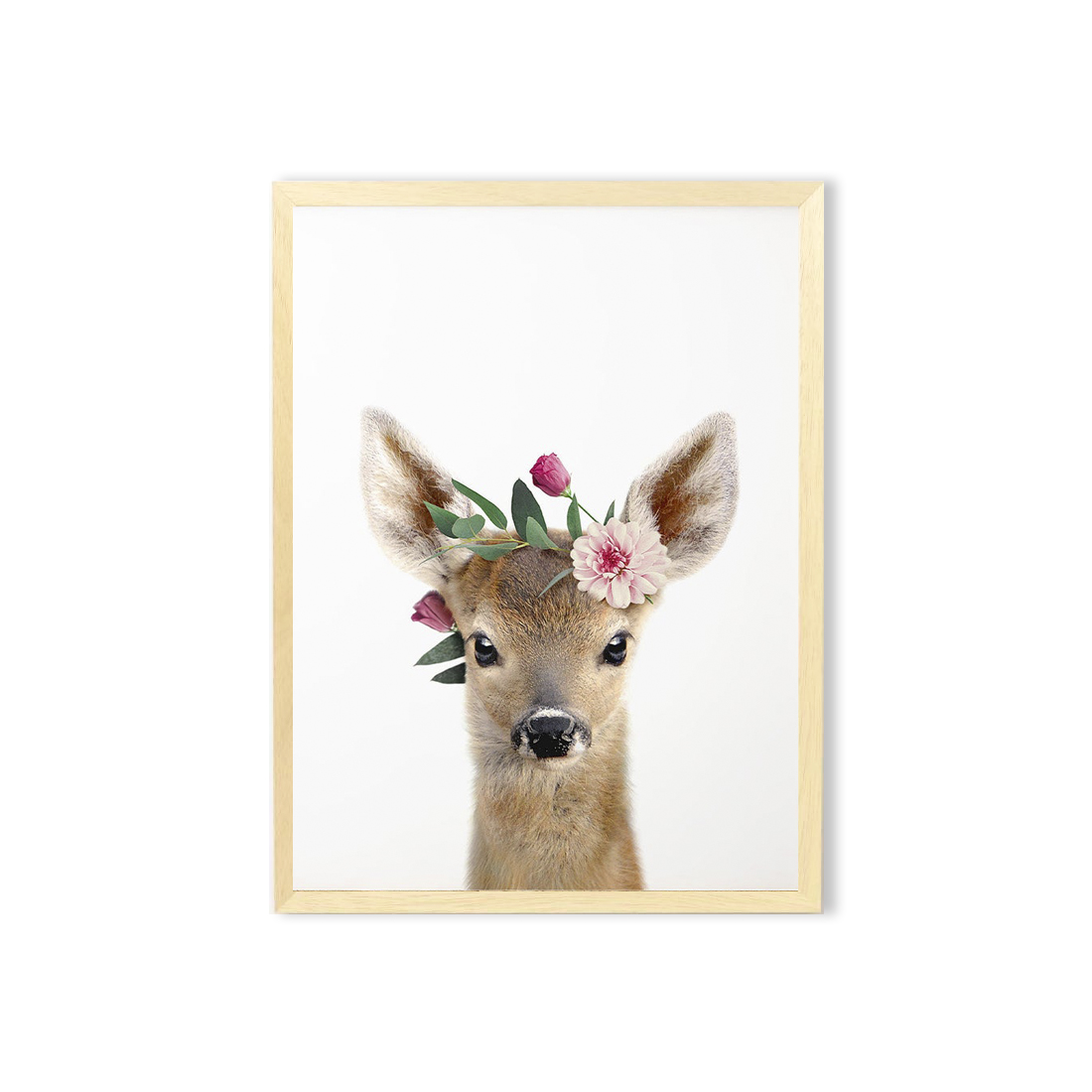 Cuadro ciervo con corona de flores
