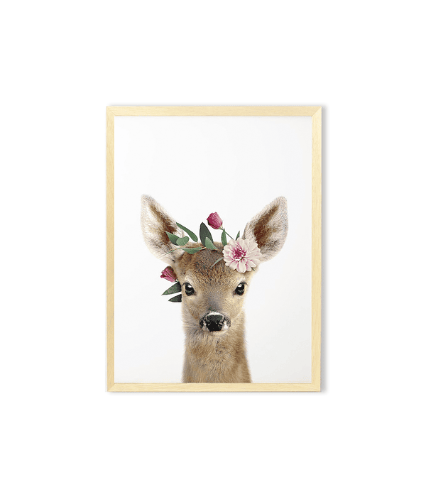 Cuadro / ciervo con corona de flores 