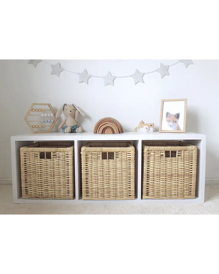 Cesta Mimbre Negro AubryGaspard - 23x18x14 Cm, Cajón Organización