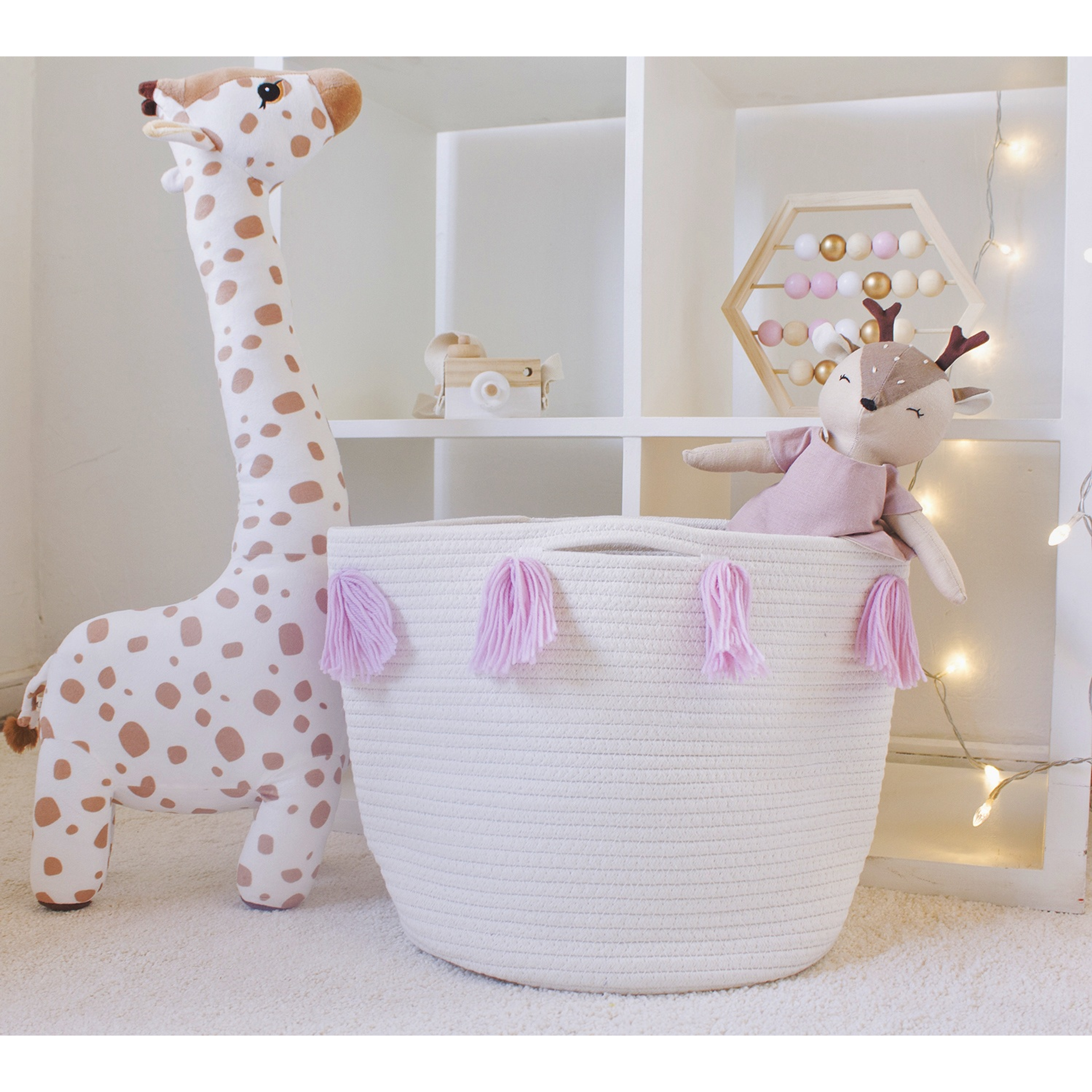 Cesta organizadora de algodón  / Rosa  1