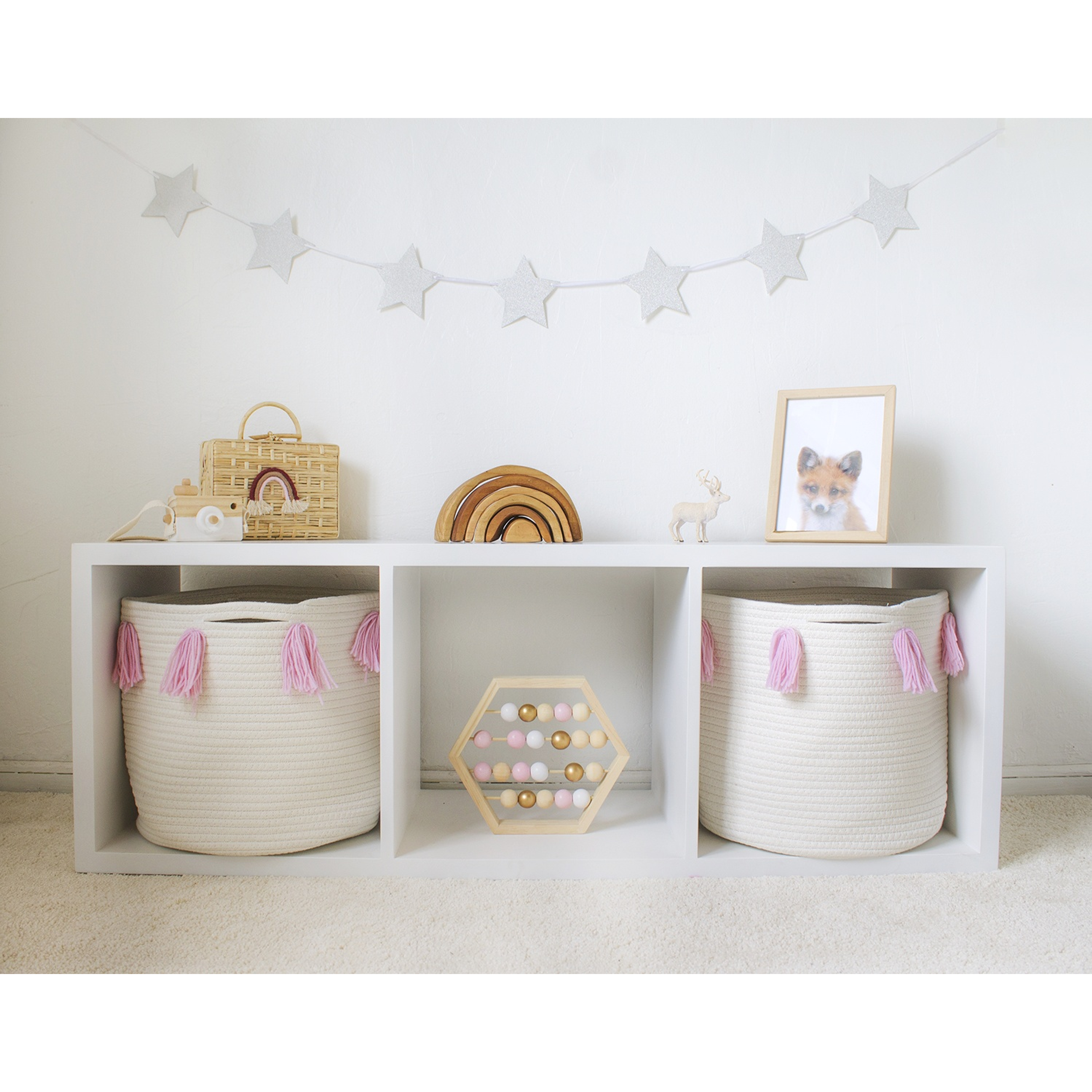 Cesta organizadora de algodón  / Rosa  4