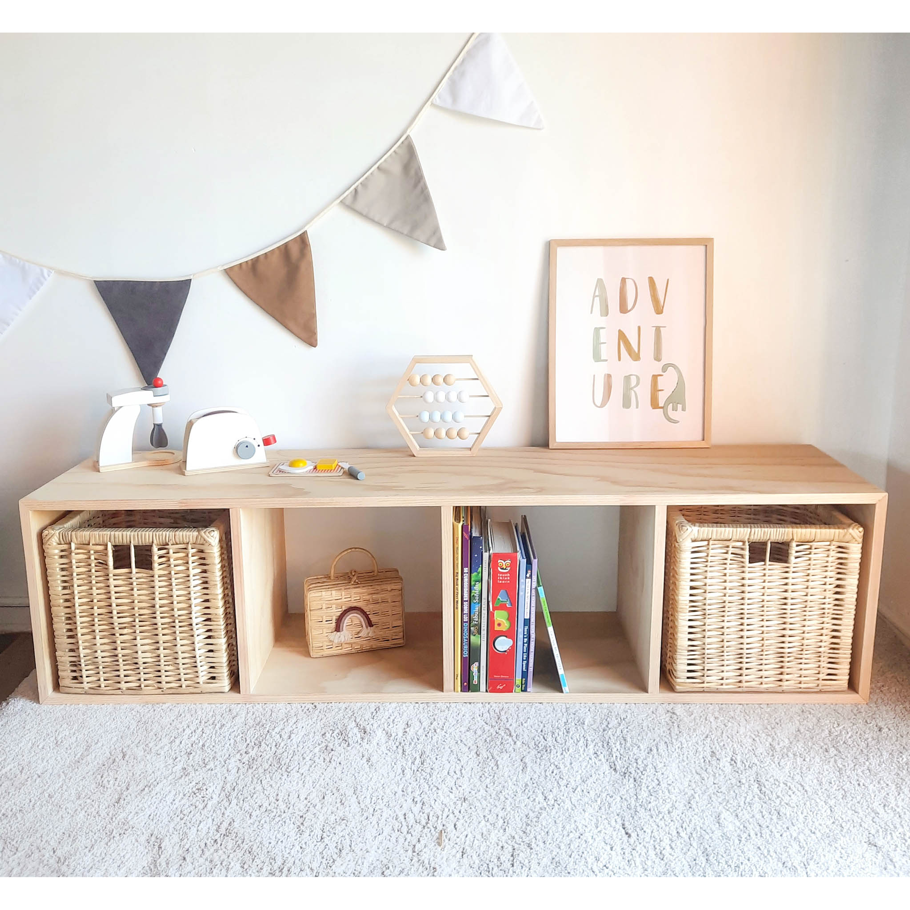 Organizador Infantil 4 espacios / Madera Horizontal 1