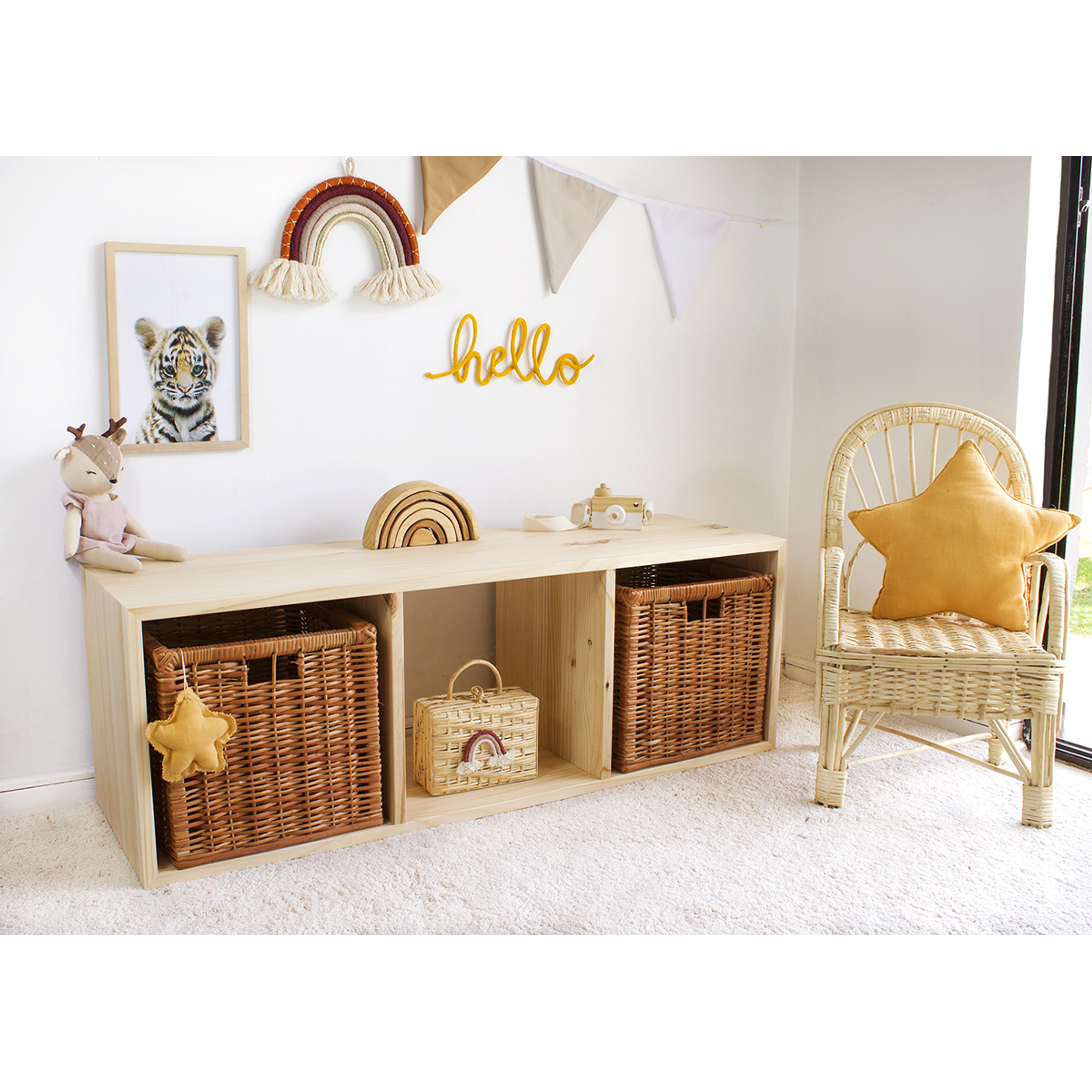 Mueble organizador 3 espacios horizontal / Madera  1