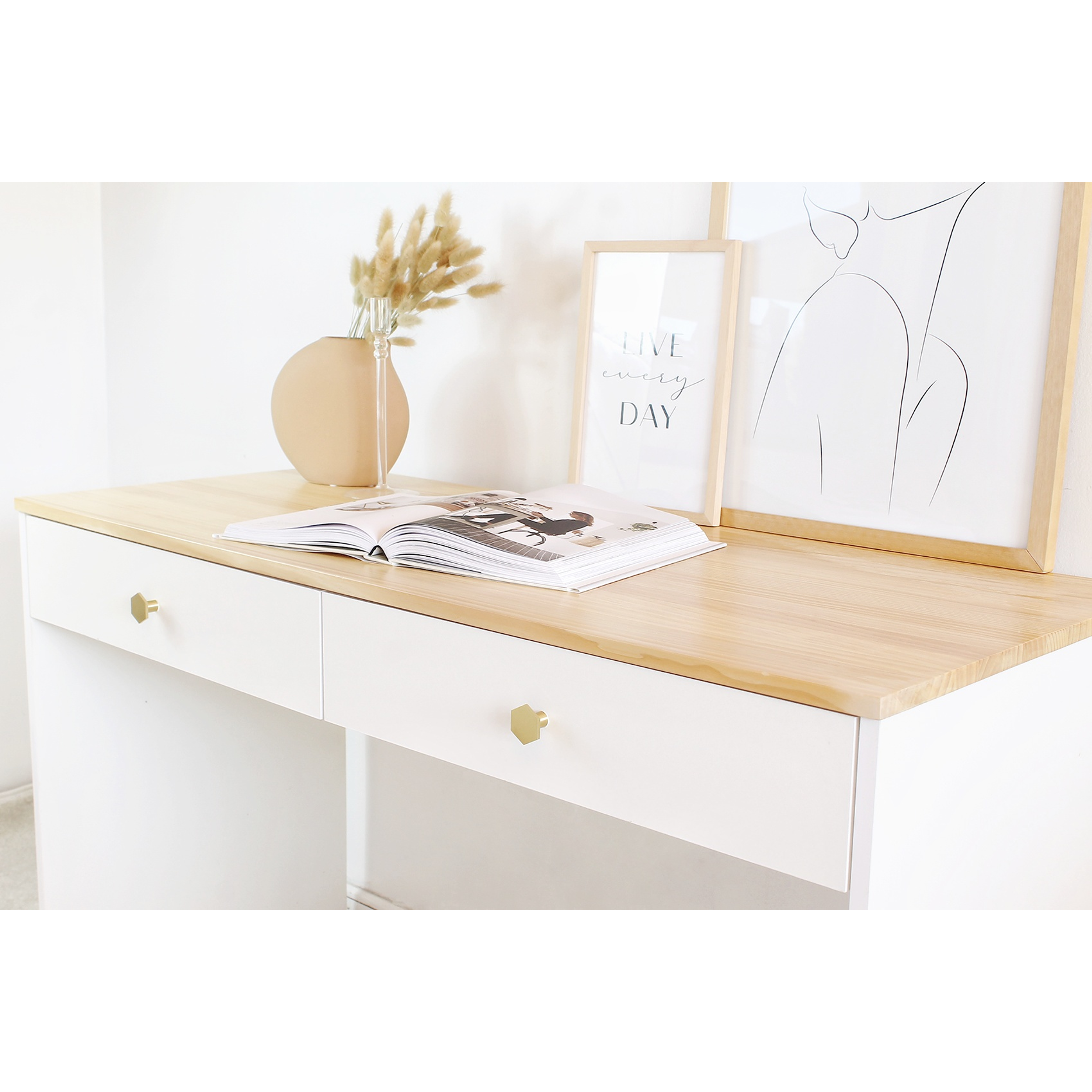 Escritorio Nórdico 2 cajones / cubierta de madera  2