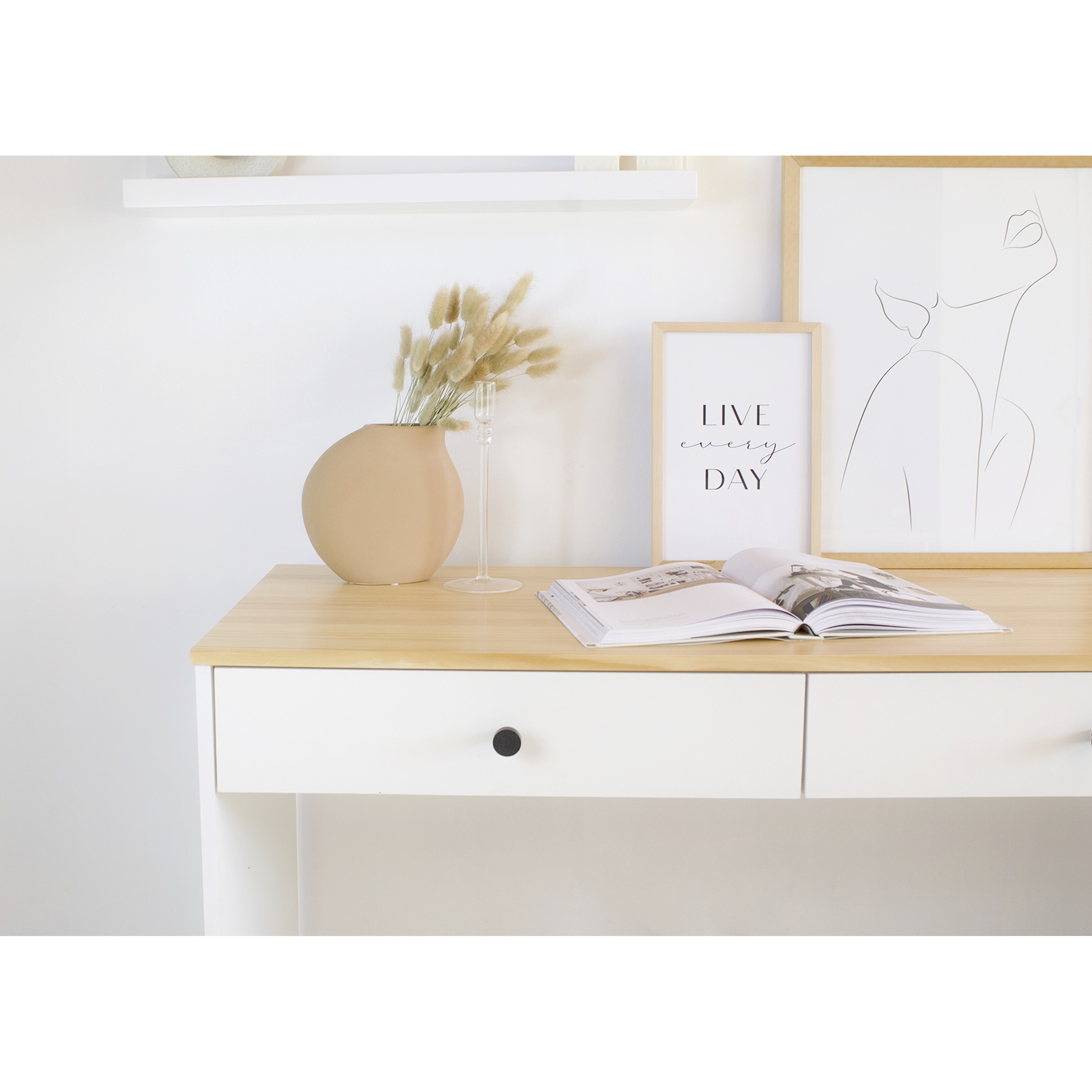 Escritorio Nórdico 2 cajones / cubierta de madera  4