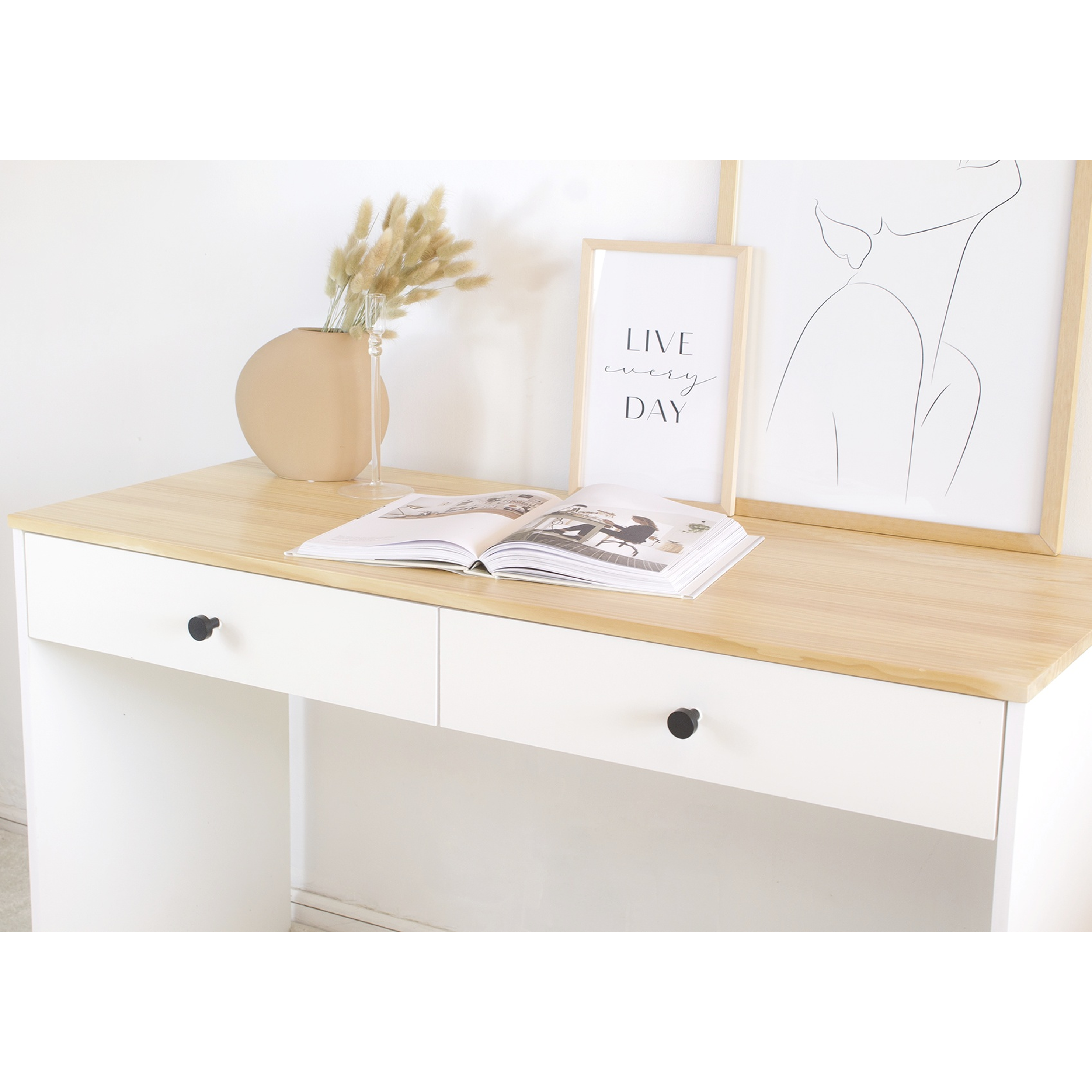 Escritorio Nórdico 2 cajones / cubierta de madera  5