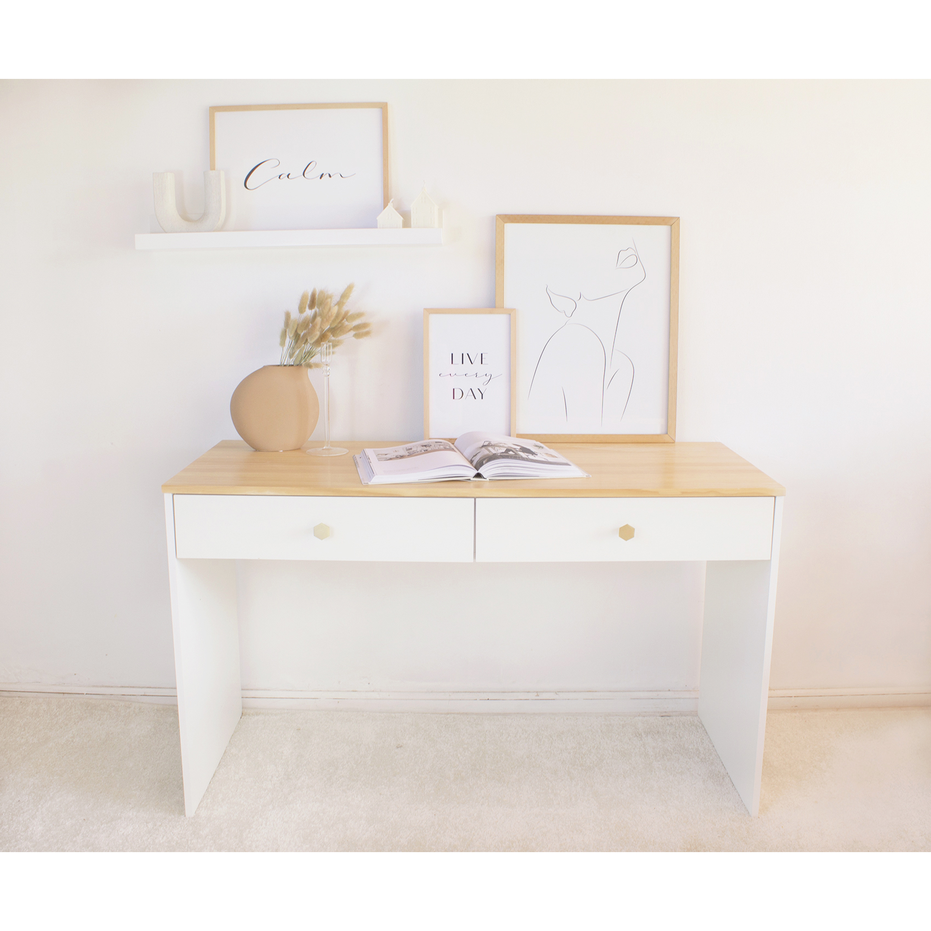 Escritorio Nórdico 2 cajones / cubierta de madera  1