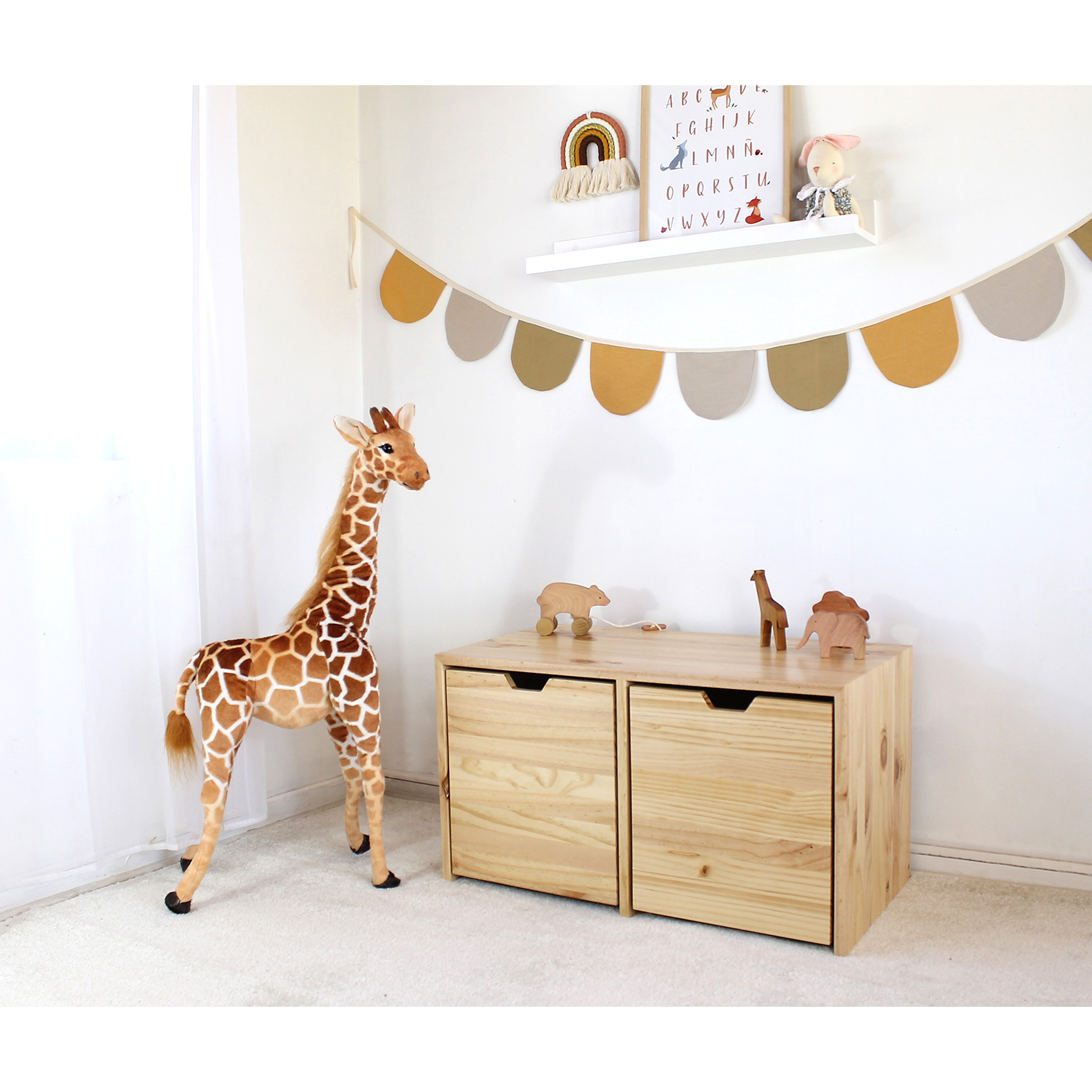 Mueble organizador de madera natural / cajones con ruedas ocultas (opción 2, 3 o 4 cajones)  3